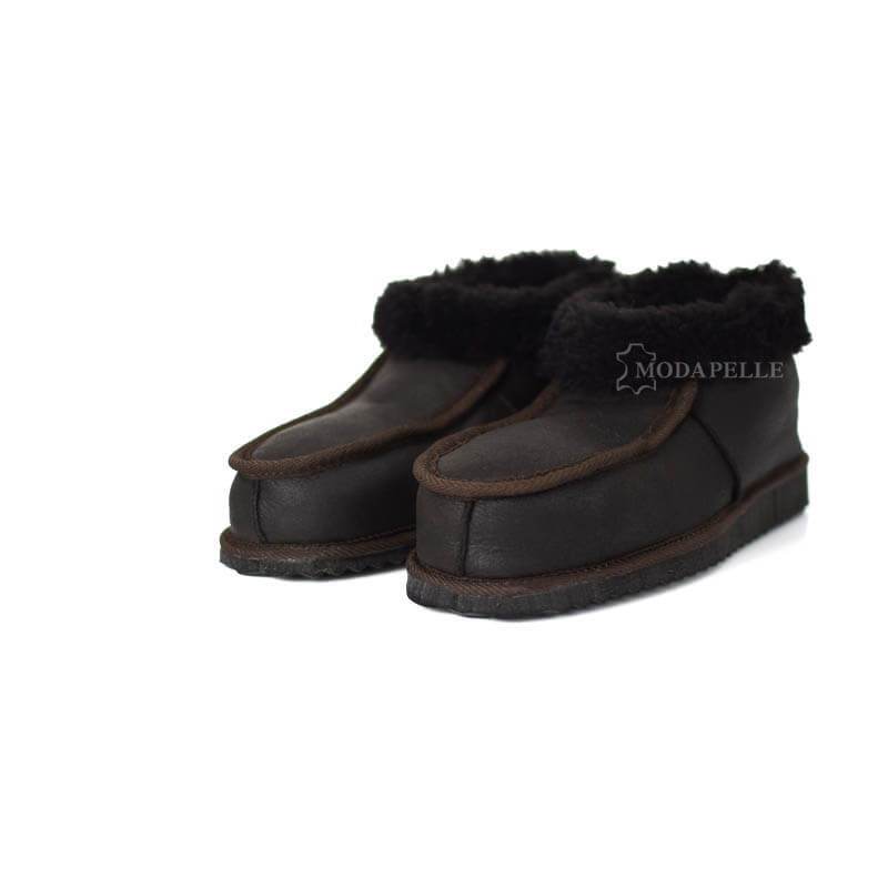 Pantofole in pelliccia chiuse di Kastoria mp413 marrone scuro