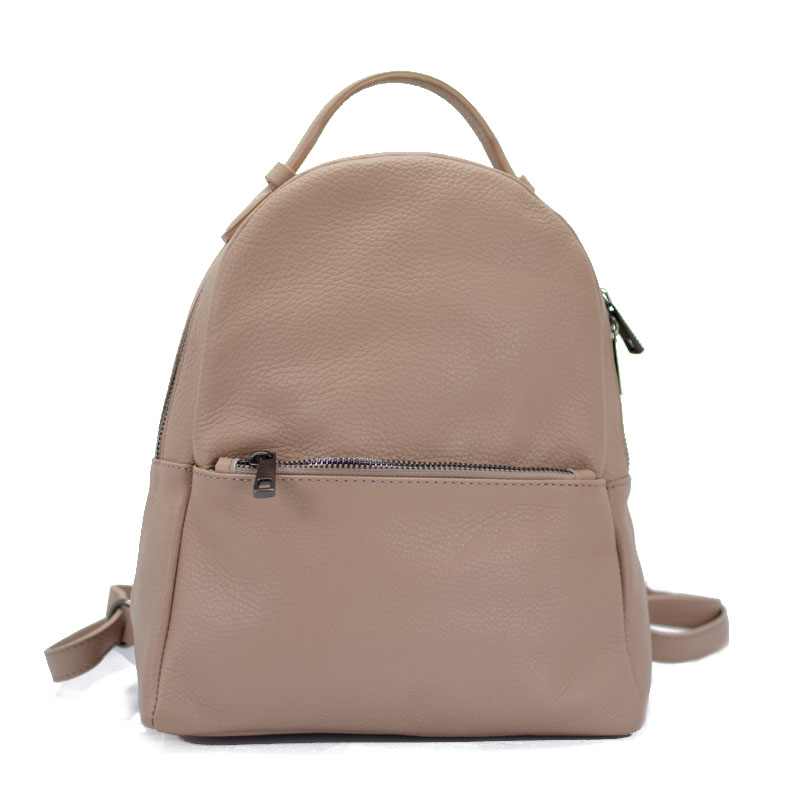 Leather backpack in colour pink