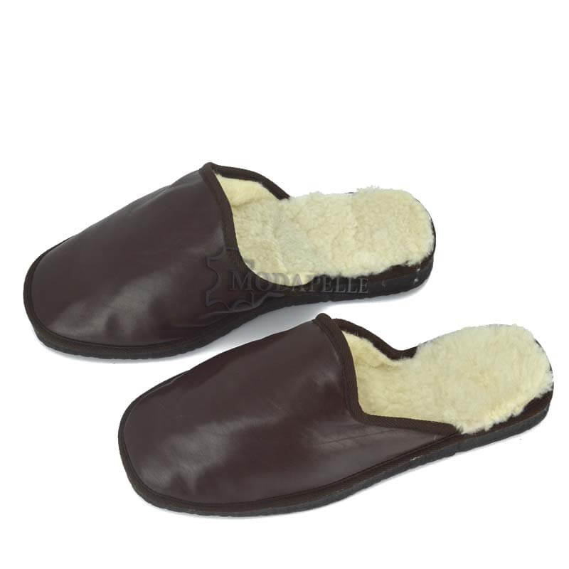 Pantofole in pelliccia mp310 marrone