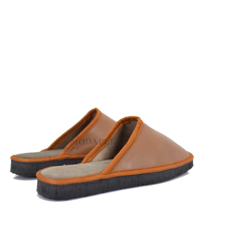 Pantofole in pelle mp403 marrone chiaro