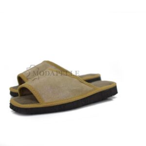 Leather open slippers