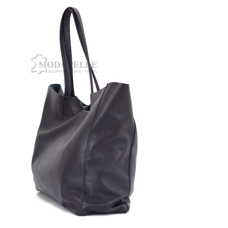 δερμάτινη τσάντα σε μαύρο χρώμα