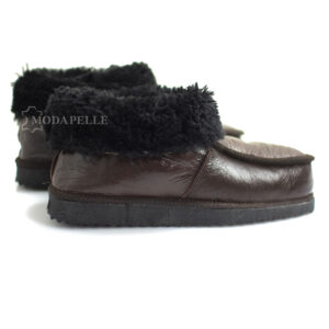 Fur slippers from Kastoria closed (mules) mp413 dark brown