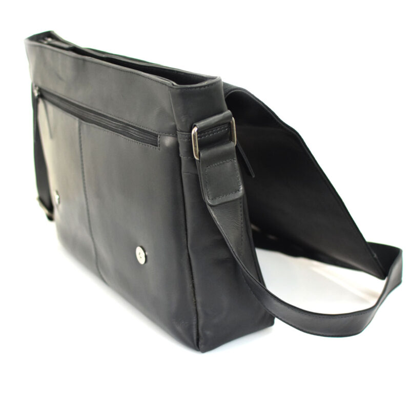 δερμάτινη τσάντα ταχυδρόμου - επαγγελματική σε μαύρο χρώμα