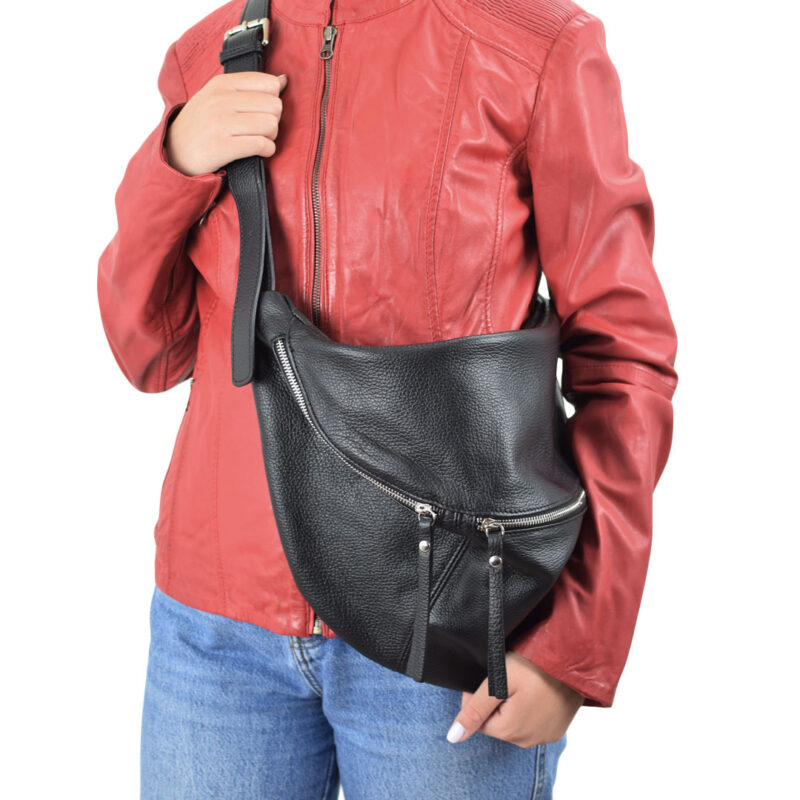 Leather shoulder bag mp1975 black - Image 6