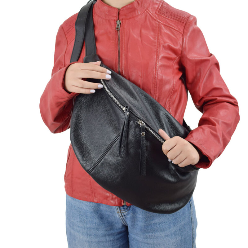 Leather shoulder bag mp1975 black - Image 7