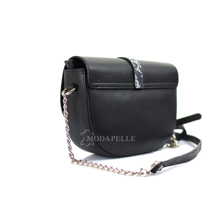 Leather shoulder bag in black colour - made in Italy