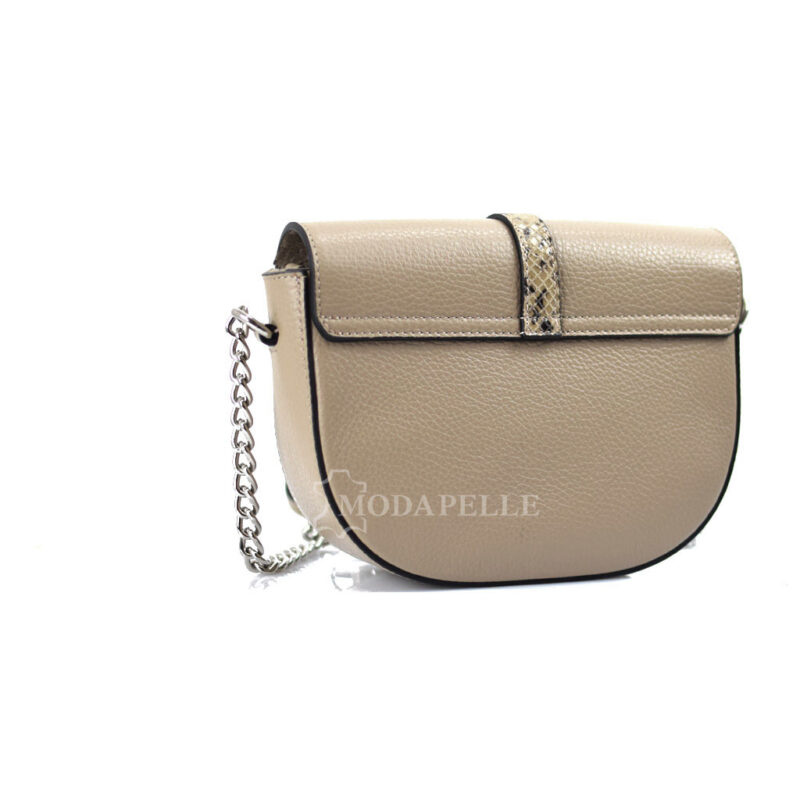 Leather shoulder bag in taupe colour - made in Italy