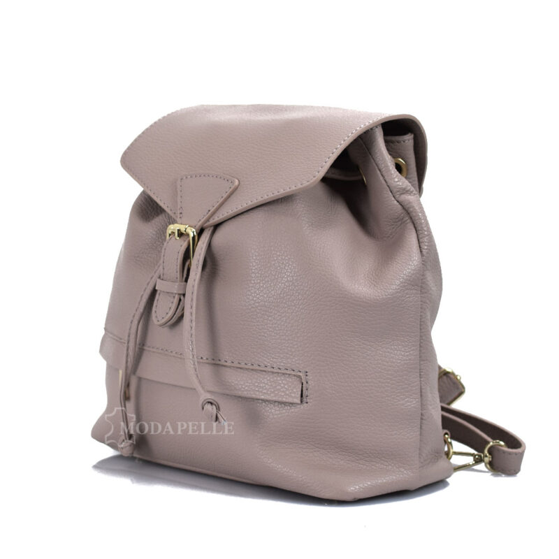 Leather backpack in nude colour