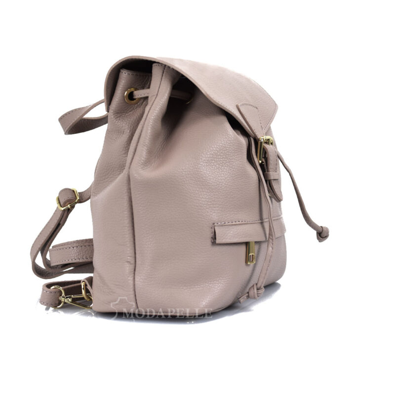 Leather backpack in nude colour