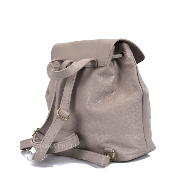 Leather backpack in nude colour