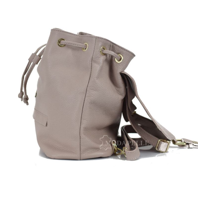 Leather backpack in nude colour