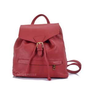 Leather backpack in red colour