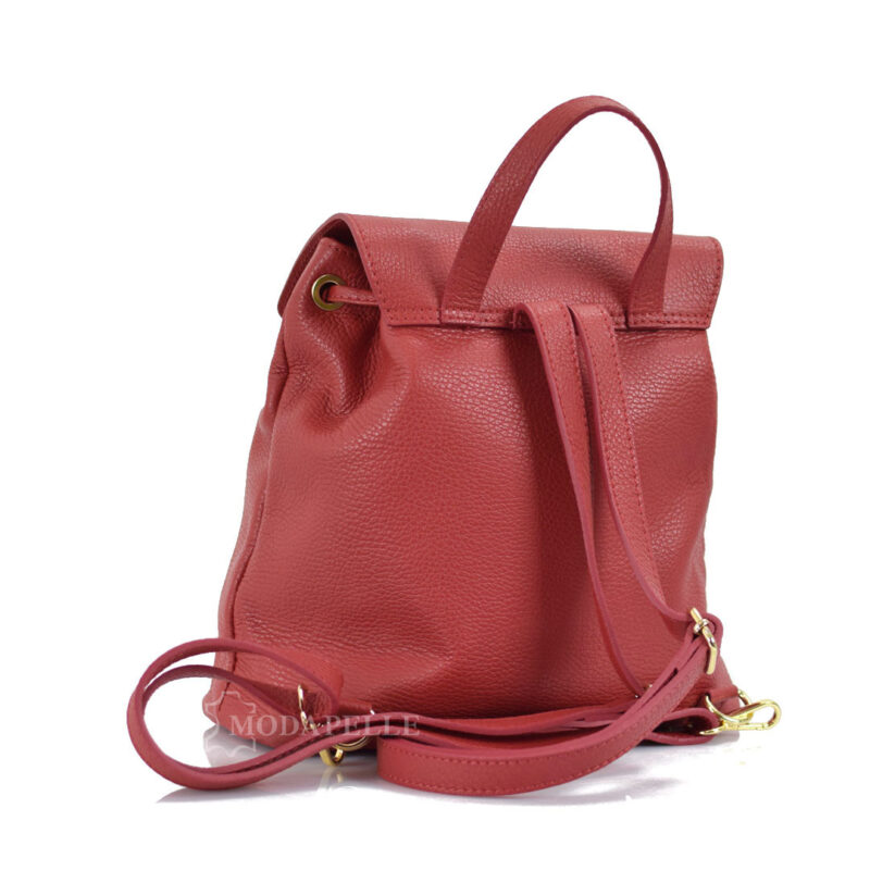 Leather backpack in red colour
