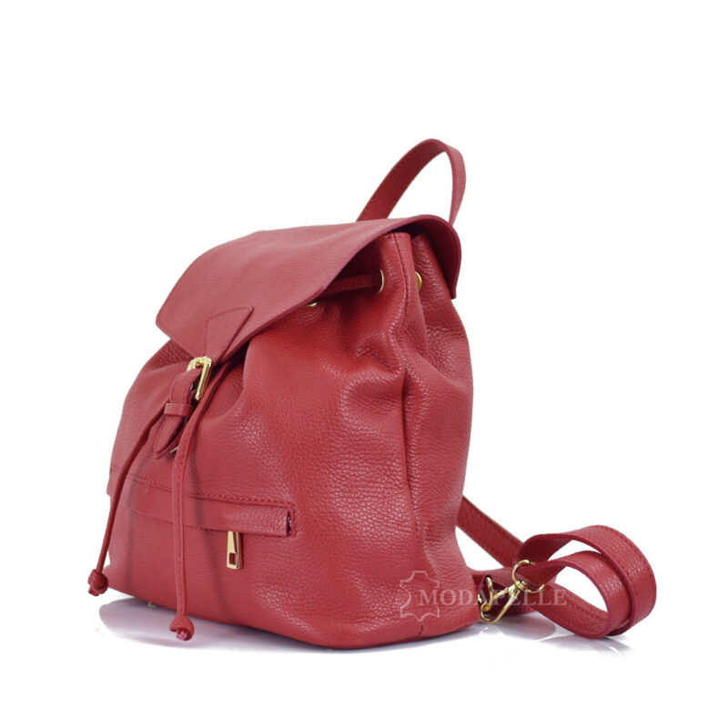 Leather backpack in red colour