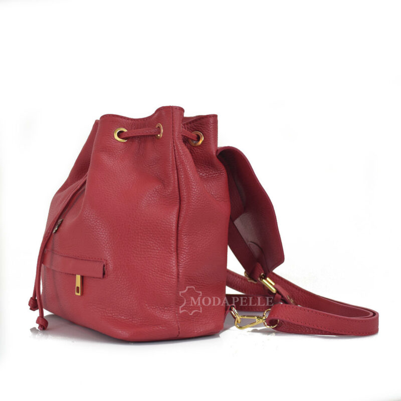 Leather backpack in red colour