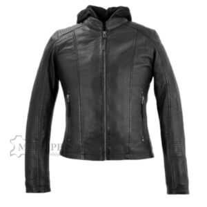 γυναικείο δερμάτινο μπουφάν σε χρώμα μαύρο