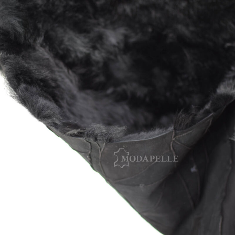 Δερμάτινο χαλί - ριχτάρι, από γούνα - δέρμα TOSCANA. ΚΩΔΙΚΌΣ: mp 604 - μαύρο χρώμα