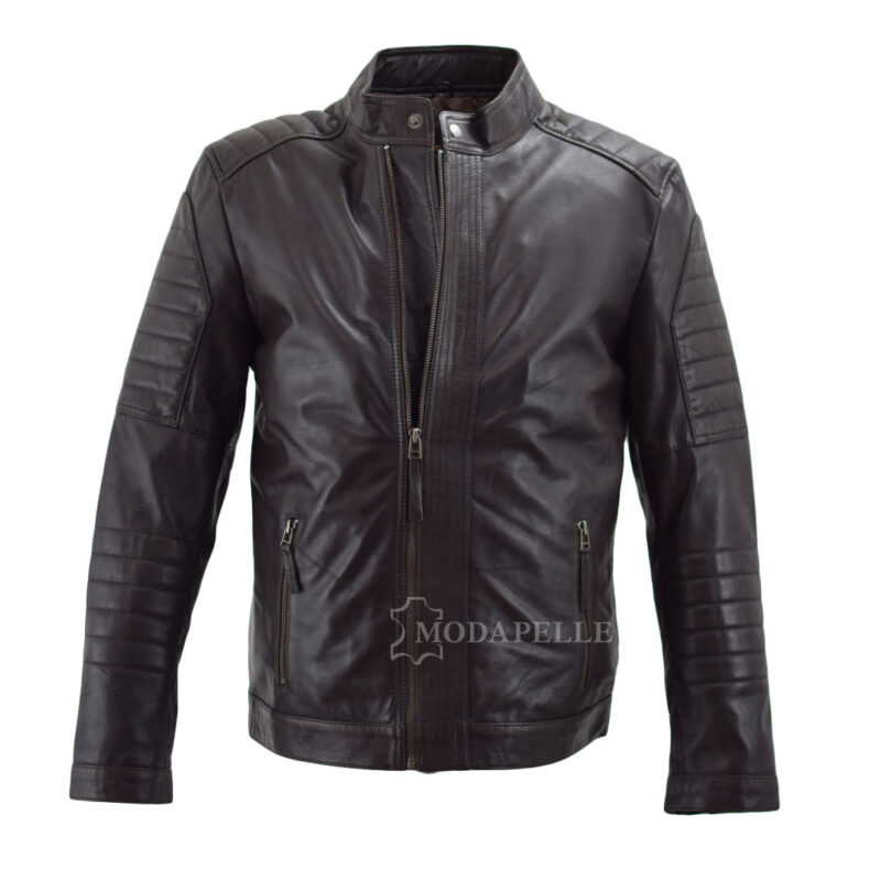 Lederjacke Race Braun