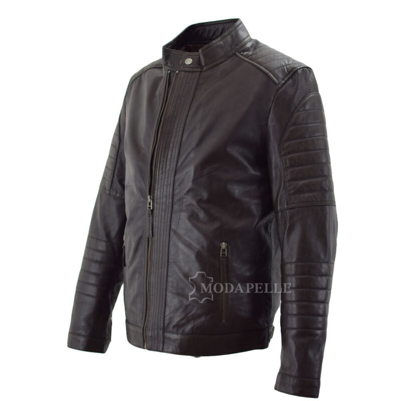 Lederjacke Race Braun