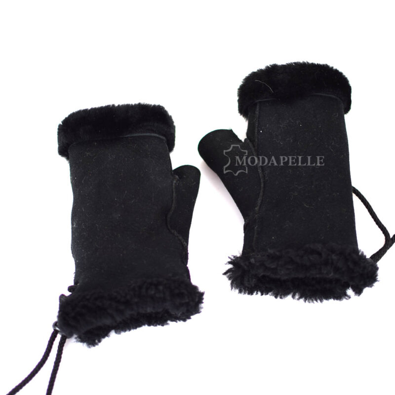 δερμάτινα γάντια μουτόν σε μαύρο χρώμα - toscana