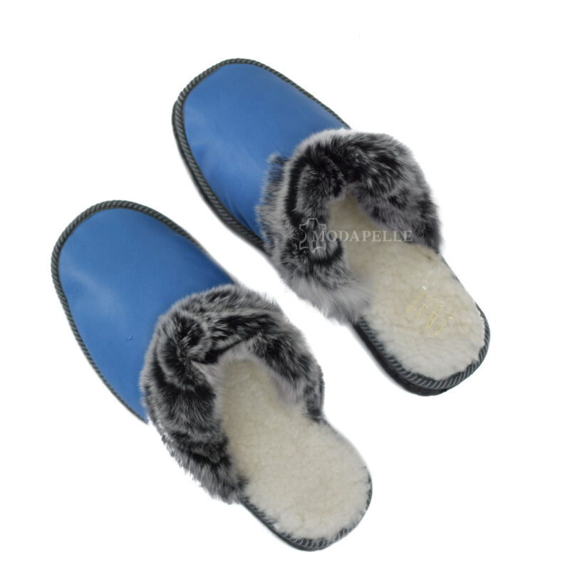 Pantofole in pelliccia mp131 bluette - rex