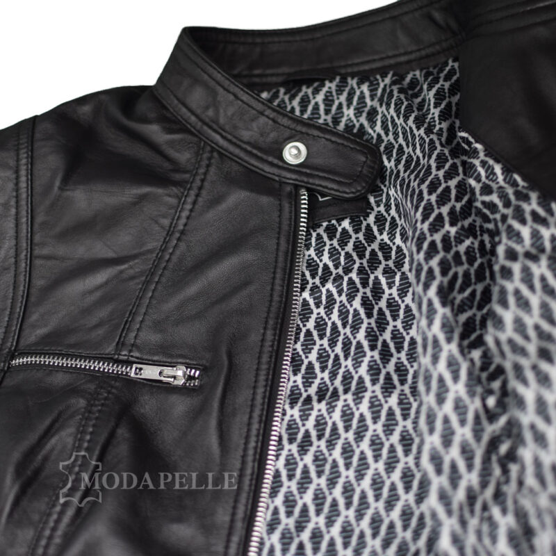 γυναικείο δερμάτινο μπουφάν - code Nora - σε μαύρο χρώμα - MODAPELLE