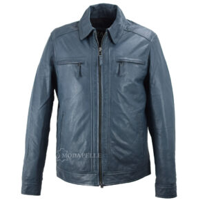 Leather jacket classic blue