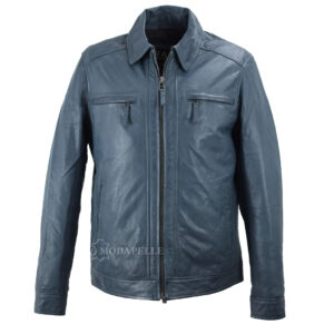 Lederjacke Classic Blau