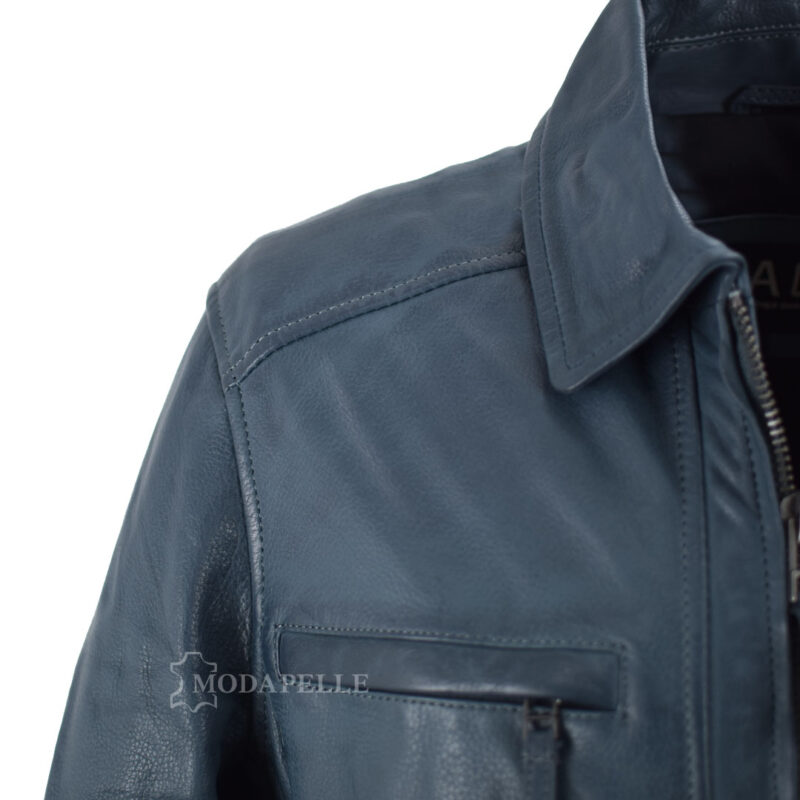 Leather jacket classic blue