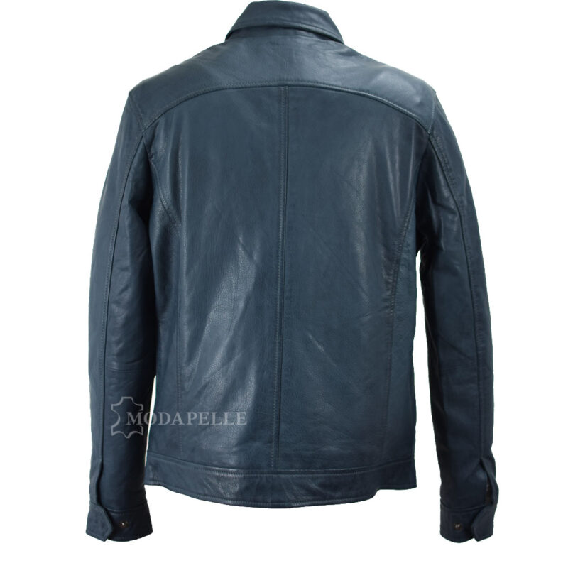 Leather jacket classic blue