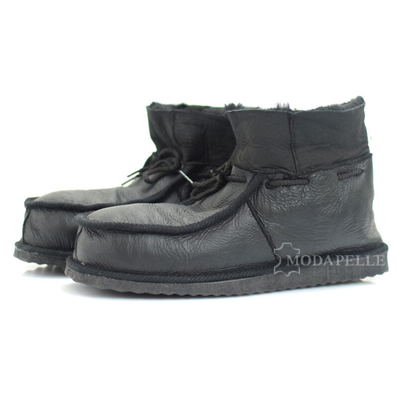 Pantofole in pelliccia chiuse di Kastoria mp411 nero - lacci
