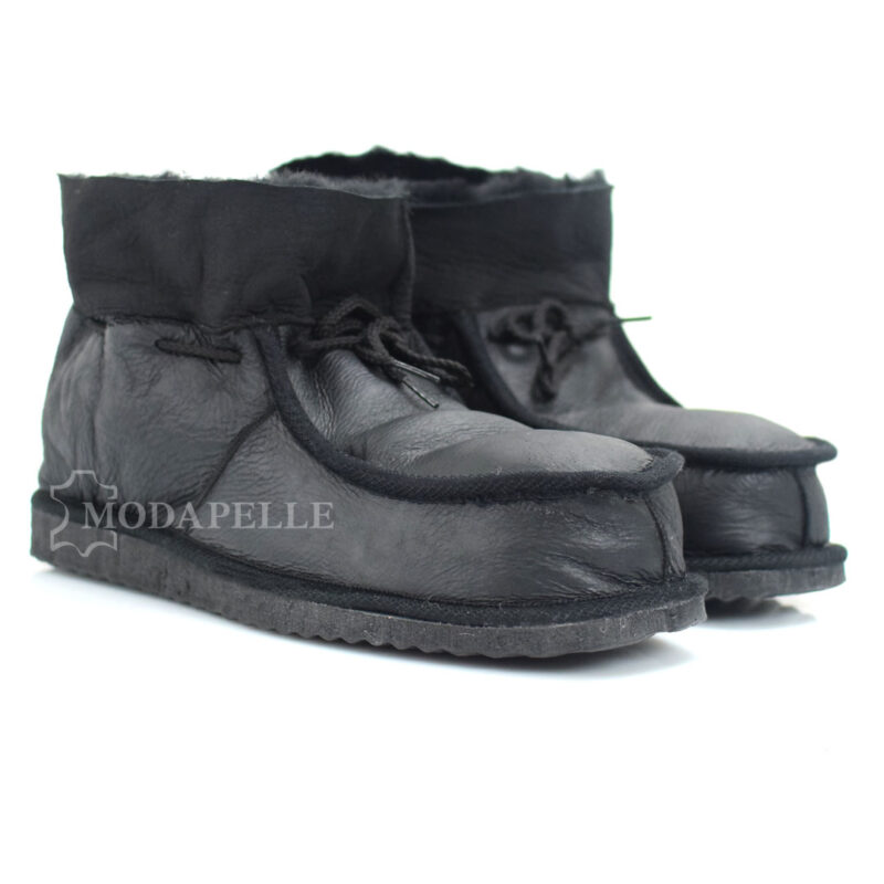 Pelzige geschlossene hausschuhe aus Kastoria mp411 Schwarz – Schuhband