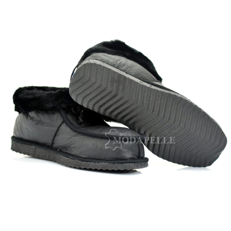 Pelzige geschlossene hausschuhe aus Kastoria mp411 Schwarz – Schuhband