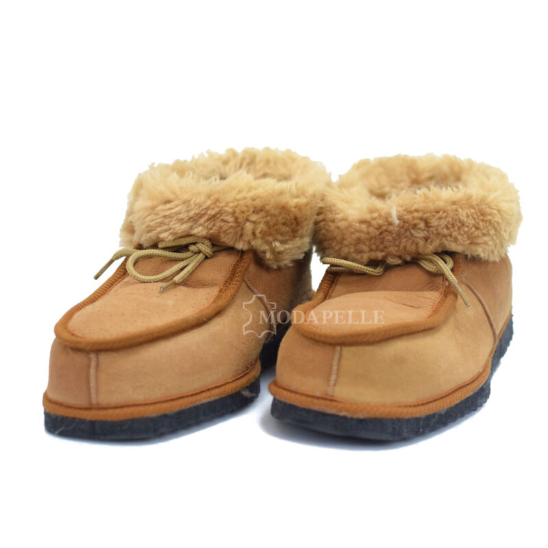 Pantofole in pelliccia chiuse di Kastoria mp415 cuoio - lacci