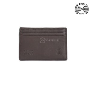 Leather card holder in brown colour