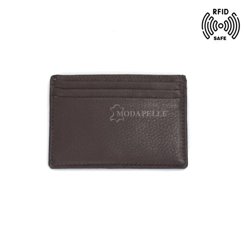 Leather card holder in brown colour