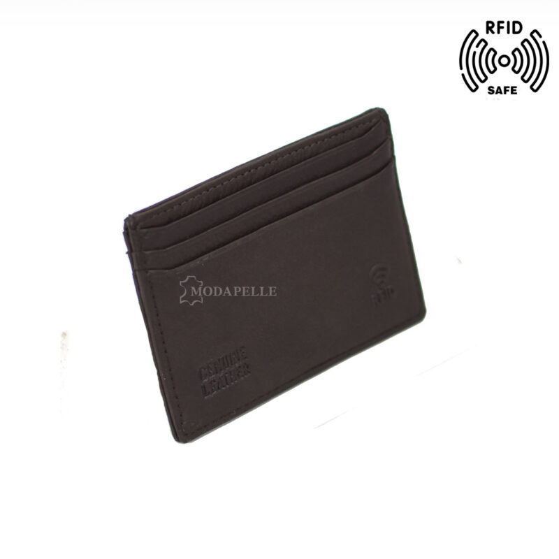 Leather card holder in brown colour