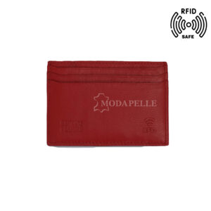 Leather card holder in red colour