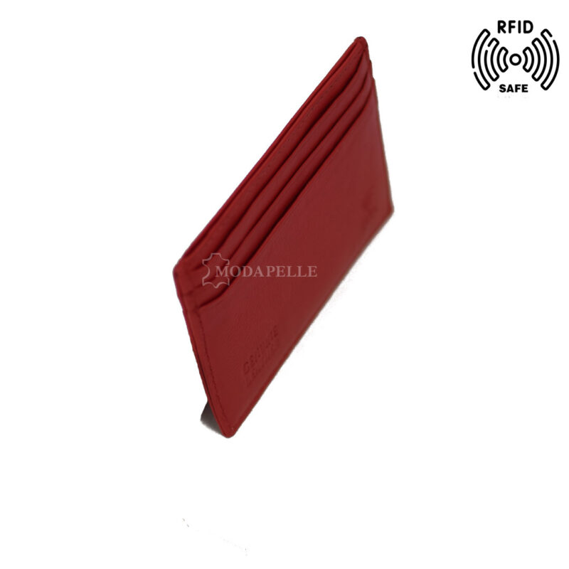 Leather card holder in red colour