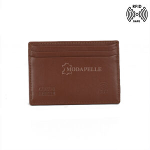 Leather card holder in tan colour