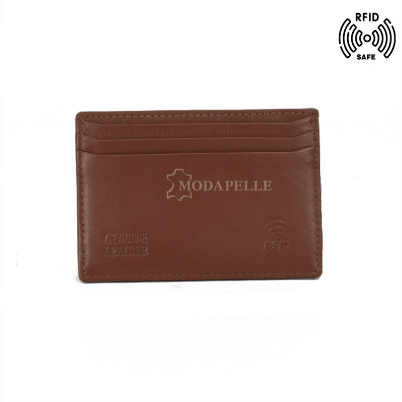 Leather card holder in tan colour