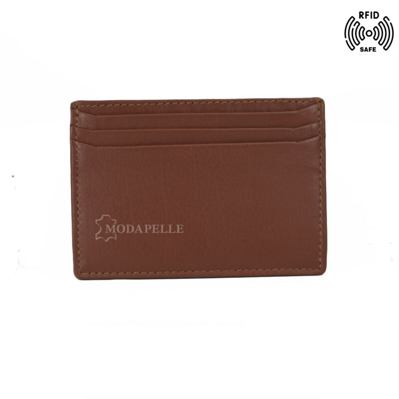 Leather card holder in tan colour