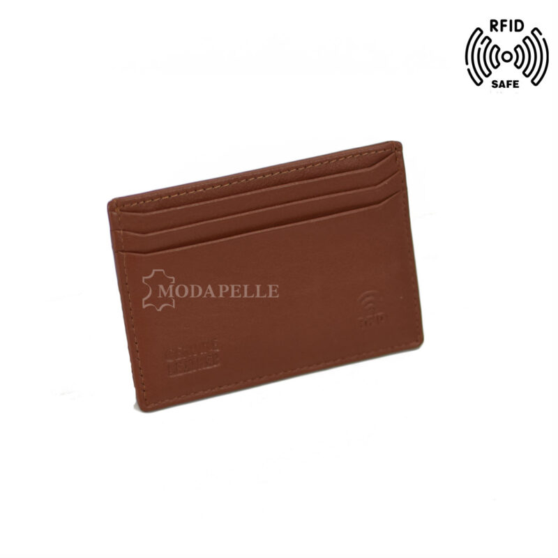 Leather card holder in tan colour
