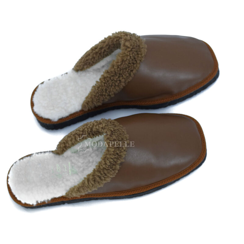 Pantofole in pelliccia mp134 marrone