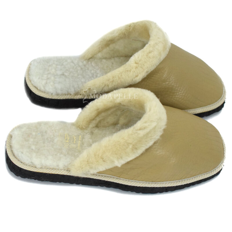 Pantofole in pelliccia mp136 beige croco
