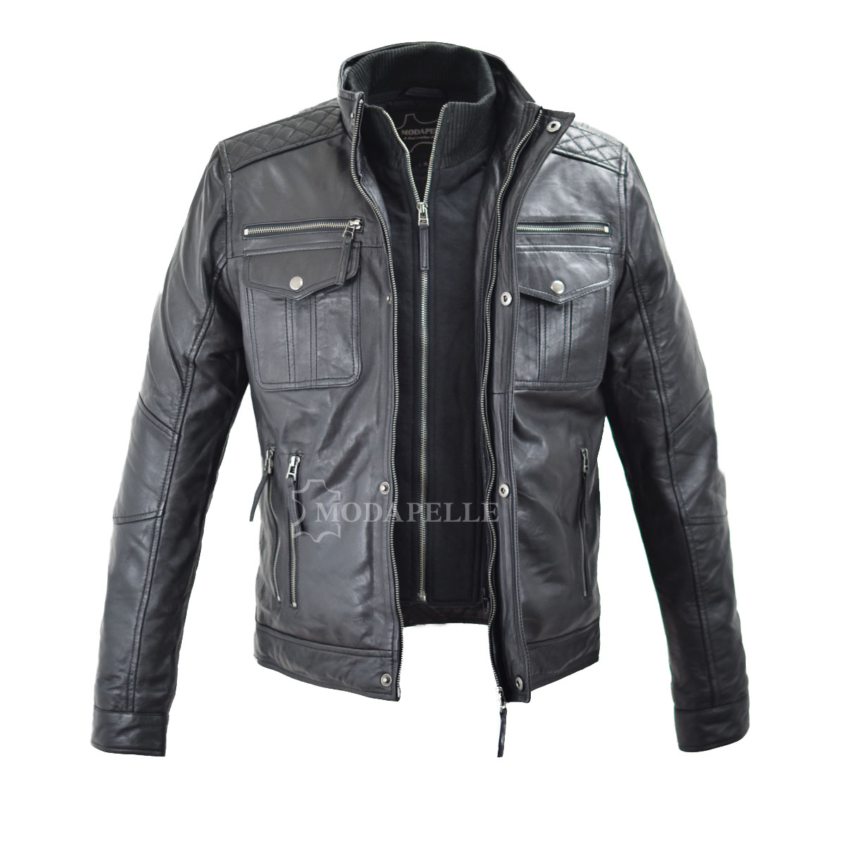 Leather jacket Salvatore black - MODAPELLE