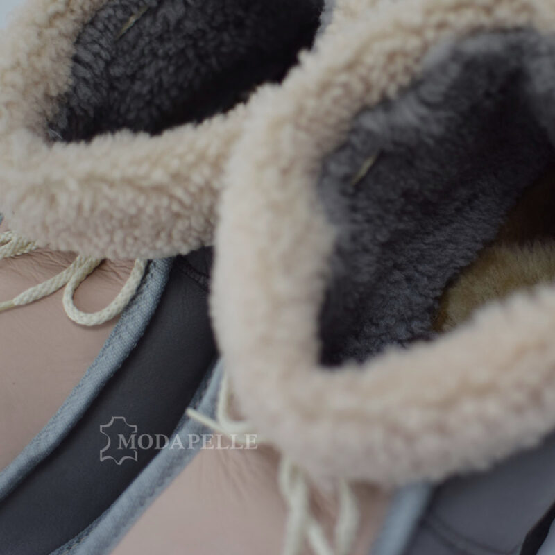 Pantofole in pelliccia chiuse di Kastoria mp420 grigio salmone - lacci