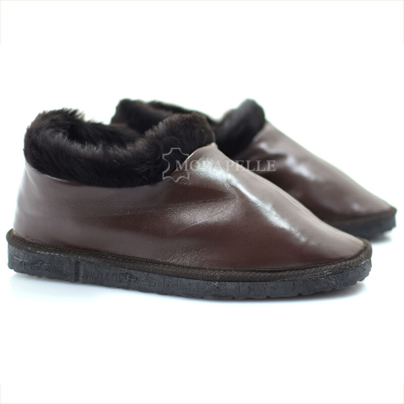 Pantofole in pelliccia chiuse di Kastoria mp422 marrone