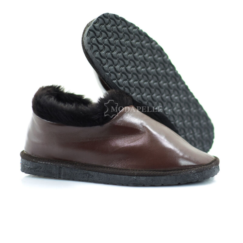 Pantofole in pelliccia chiuse di Kastoria mp422 marrone